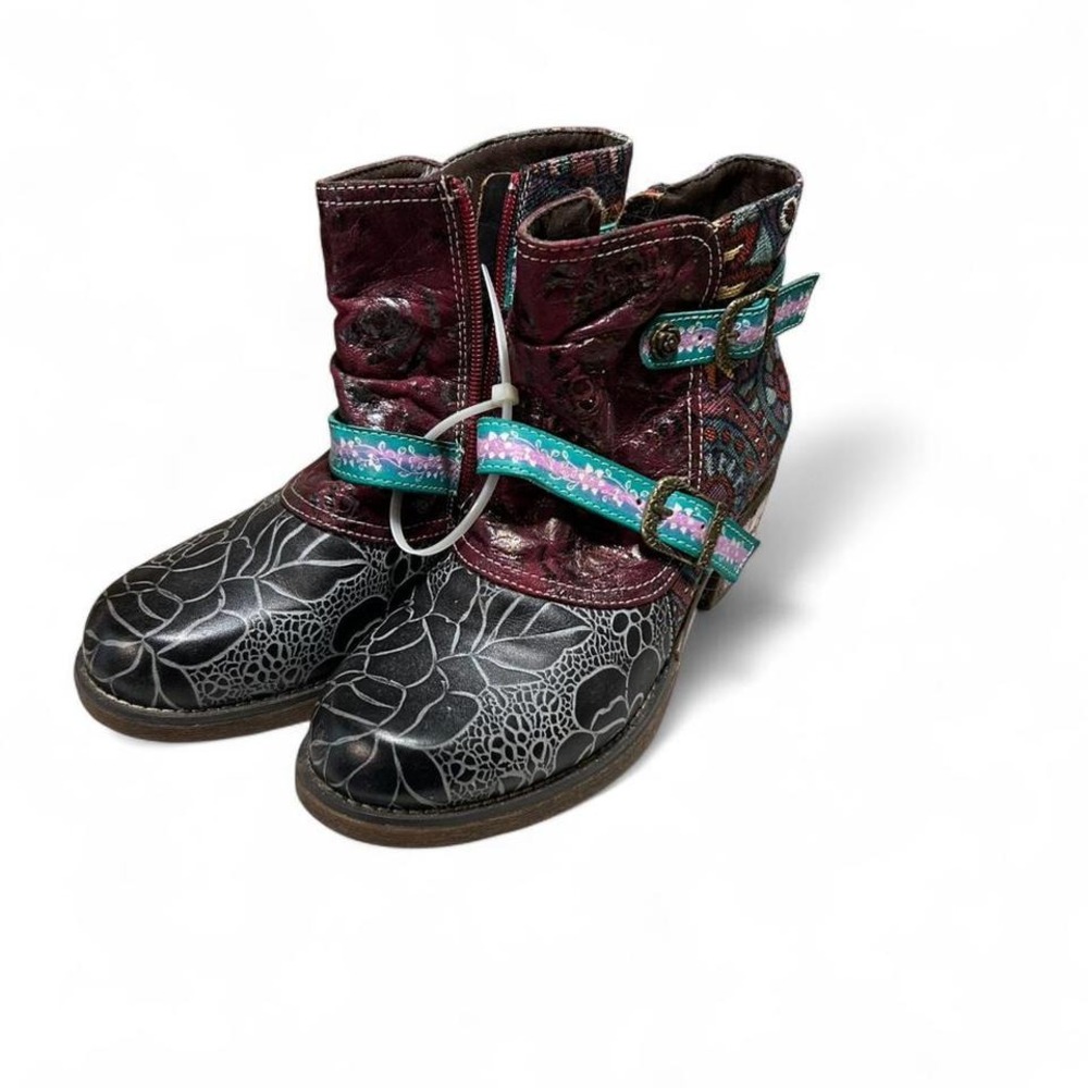 WOMENS MULTI PATTERN FUNKY ANKLE BOOTS‎ BY SOCOFY SIZE 36